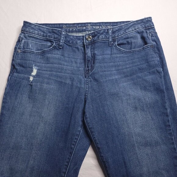 Simply Vera Vera Wang Womens Skinny Boyfriend Jeans 8 Distressed Medium Wash - Picture 5 of 7